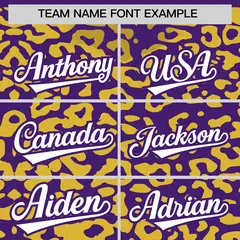 Purple Gold Leopard Print Baseball Jersey 3