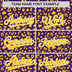 Purple Gold Leopard Print Varsity Full-Zip Letterman Jacket Hoodie 5