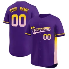 Purple Gold Lt Pink Gradient Side Authentic Baseball Jersey 1