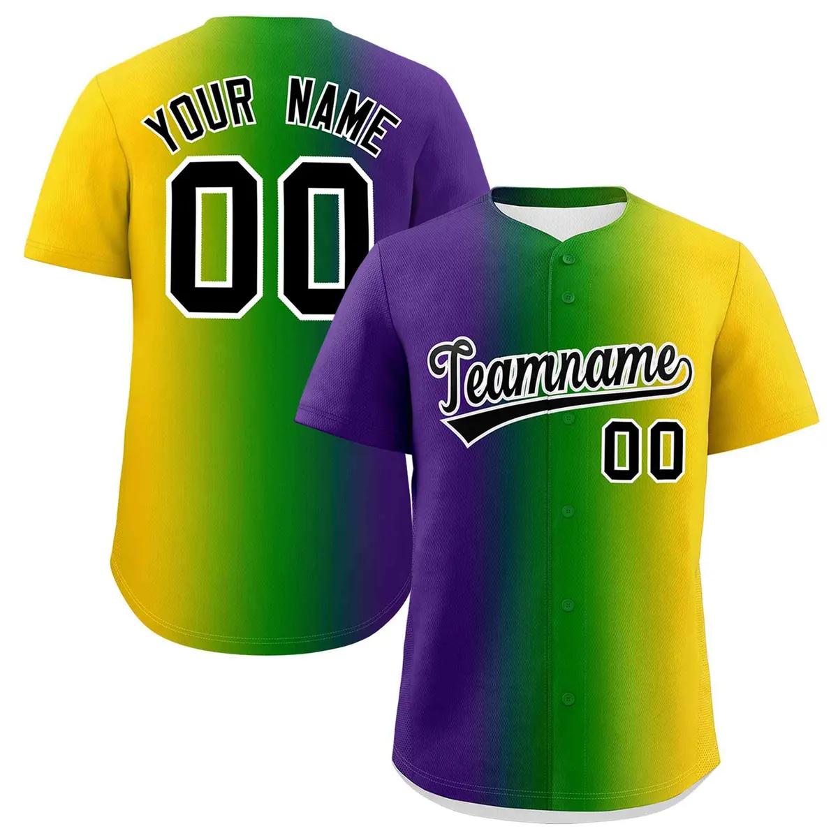 Purple Gold Mardi Gras Authentic Baseball Jersey