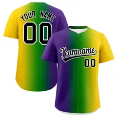 Purple Gold Mardi Gras Authentic Baseball Jersey