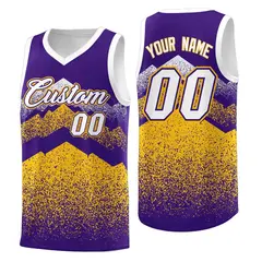 Purple Gold Mountain Fade Gradient Fashion Basketball Jersey 1