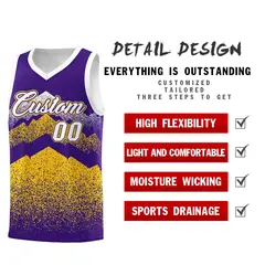 Purple Gold Mountain Fade Gradient Fashion Basketball Jersey 2