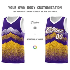 Purple Gold Mountain Fade Gradient Fashion Basketball Jersey 3