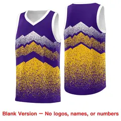 Purple Gold Mountain Fade Gradient Fashion Basketball Jersey 6