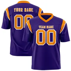 Purple Gold Orange Two-Tone Shoulder Cut Flag Football Jersey 1