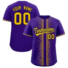 Purple Gold Phonetic Rhythm Authentic Baseball Jersey 1