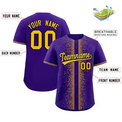 Purple Gold Phonetic Rhythm Authentic Baseball Jersey 2