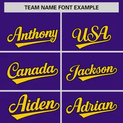Purple Gold Phonetic Rhythm Authentic Baseball Jersey 3