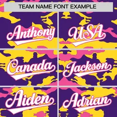 Purple Gold Pink Camo Sleeveless Baseball Jersey 3
