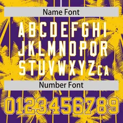 Purple Gold Pinstripe Coconut Tree Baseball Jersey 4