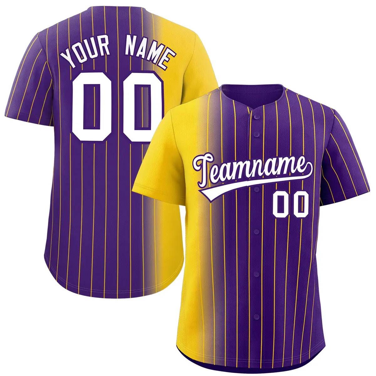 Purple Gold Pinstripe Gradient Baseball Jersey