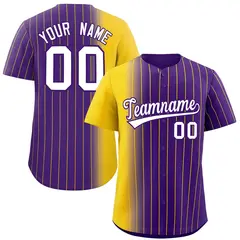 Purple Gold Pinstripe Gradient Baseball Jersey 1