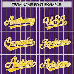 Purple Gold Pinstripe Raglan Full-Snap Letterman Baseball Jacket 3