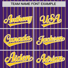 Purple Gold Pinstripe Two-Tone Authentic Baseball Jersey 3