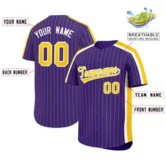 Purple Gold Pinstripe Two-tone Side Baseball Jersey 2