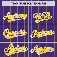 Purple Gold Pinstripe Two-tone Side Baseball Jersey 3