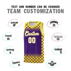 Purple Gold Plaid Basketball Jersey for Teams 4