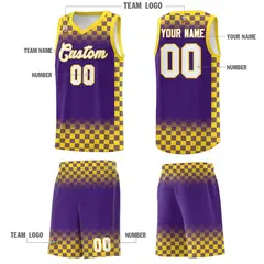 Purple Gold Plaid Basketball Jersey for Teams 5