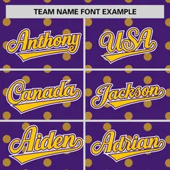 Purple Gold Polka Dot Graffiti Authentic Baseball Jersey 3