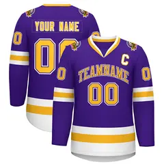 Purple Gold Purple-White Classic Hockey Jersey