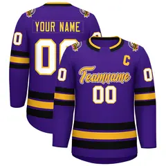 Purple Gold Purple-White Classic Hockey Jersey
