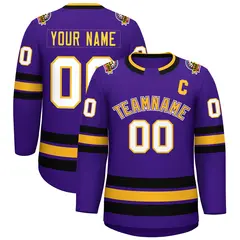 Purple Gold Purple-White Classic Hockey Jersey