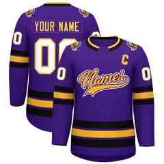 Purple Gold Purple-White Classic Hockey Jersey