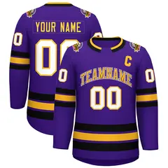 Purple Gold Purple-White Classic Hockey Jersey