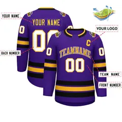 Purple Gold Purple-White Classic Hockey Jersey 2