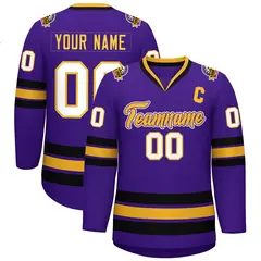 Purple Gold Purple-White Classic Hockey Jersey
