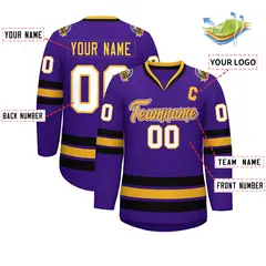 Purple Gold Purple-White Classic Hockey Jersey 2