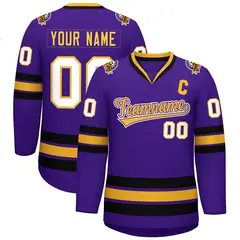 Purple Gold Purple-White Classic Hockey Jersey