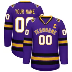 Purple Gold Purple-White Classic Hockey Jersey