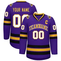 Purple Gold Purple-White Classic Hockey Jersey