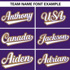 Purple Gold Raglan Gradient Thick Stripe Baseball Jersey 3