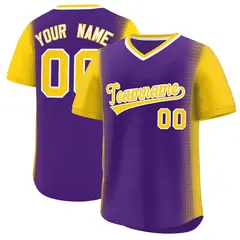 Purple Gold Raglan Pullover Authentic Baseball Jersey