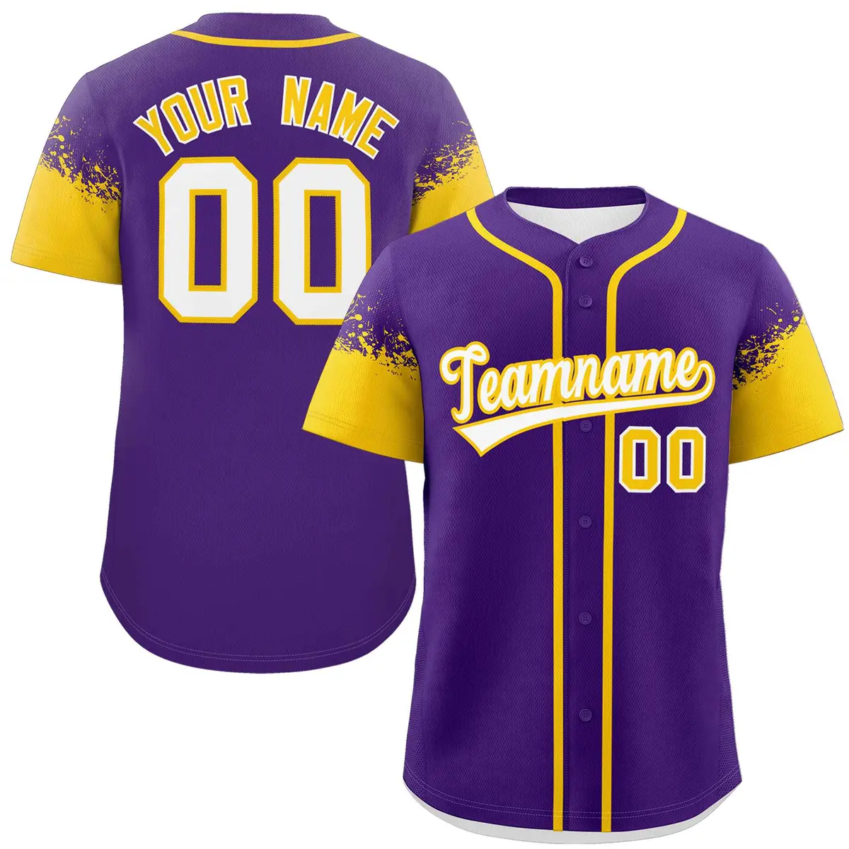 Purple Gold Raglan Sleeves Authentic Baseball Jersey