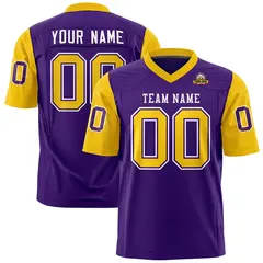 Purple Gold Raglan Sleeves Authentic Football Jersey 1