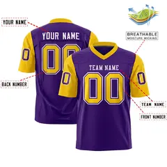 Purple Gold Raglan Sleeves Authentic Football Jersey 2