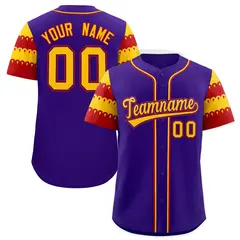 Purple Gold Red Flag Lace Sleeve Baseball Jersey