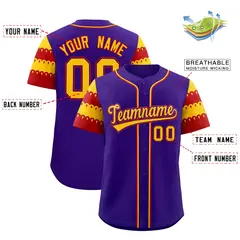Purple Gold Red Flag Lace Sleeve Baseball Jersey 2