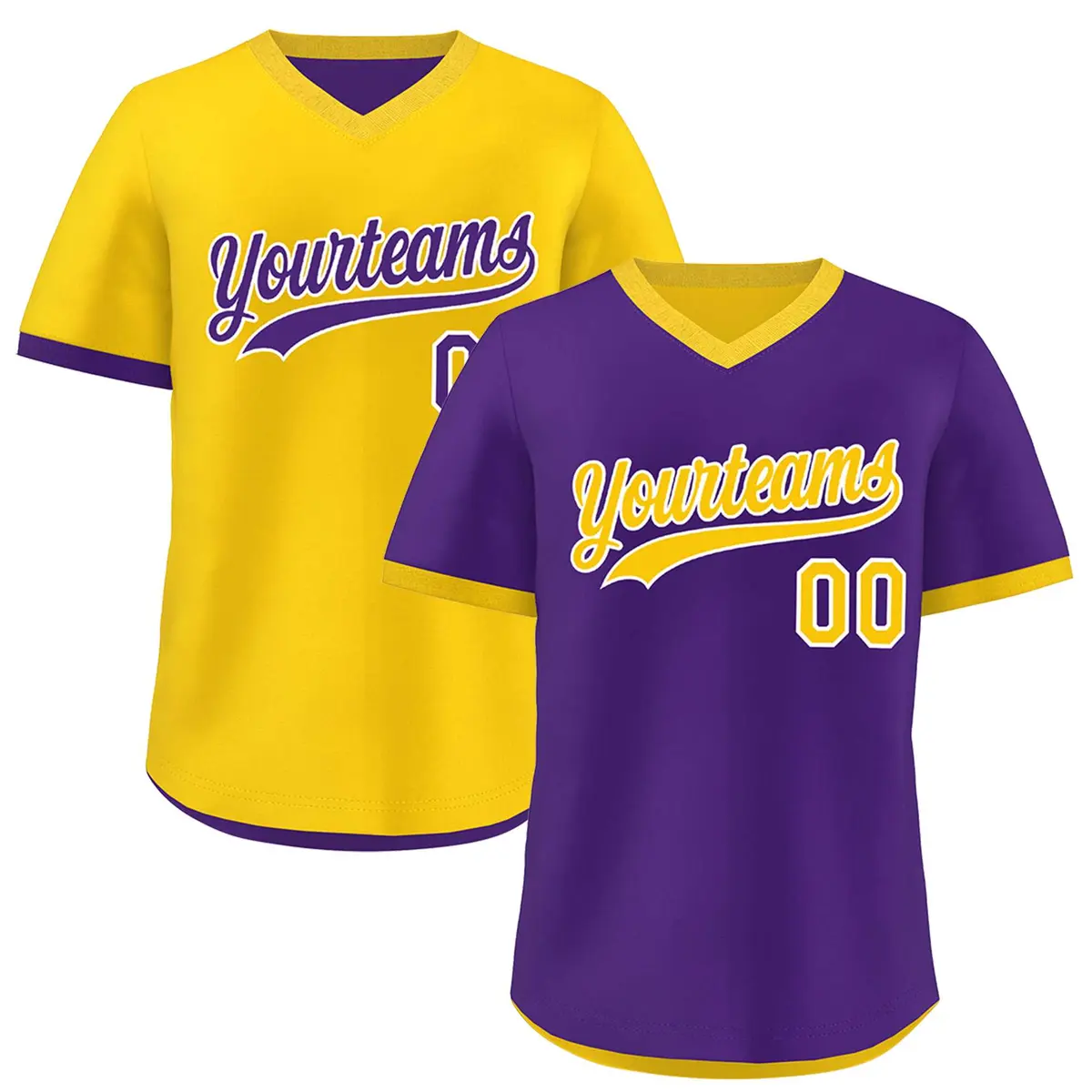 Purple Gold Reversible Pullover Baseball Jersey