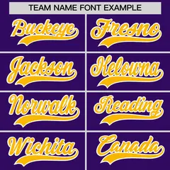Purple Gold Reversible Raglan Sleeves Baseball Jersey 7