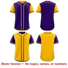 Purple Gold Reversible Raglan Sleeves Baseball Jersey 9