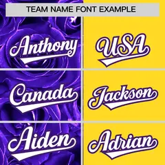 Purple Gold Rose Print Split Baseball Jersey 3