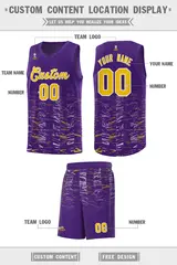 Purple Gold Scratches Pattern Basketball Jersey 2