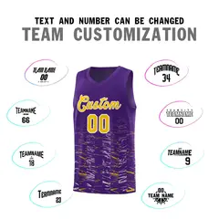 Purple Gold Scratches Pattern Basketball Jersey 3