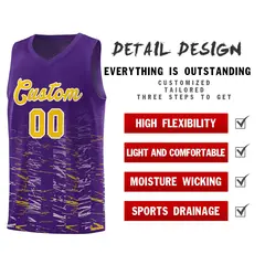 Purple Gold Scratches Pattern Basketball Jersey 4