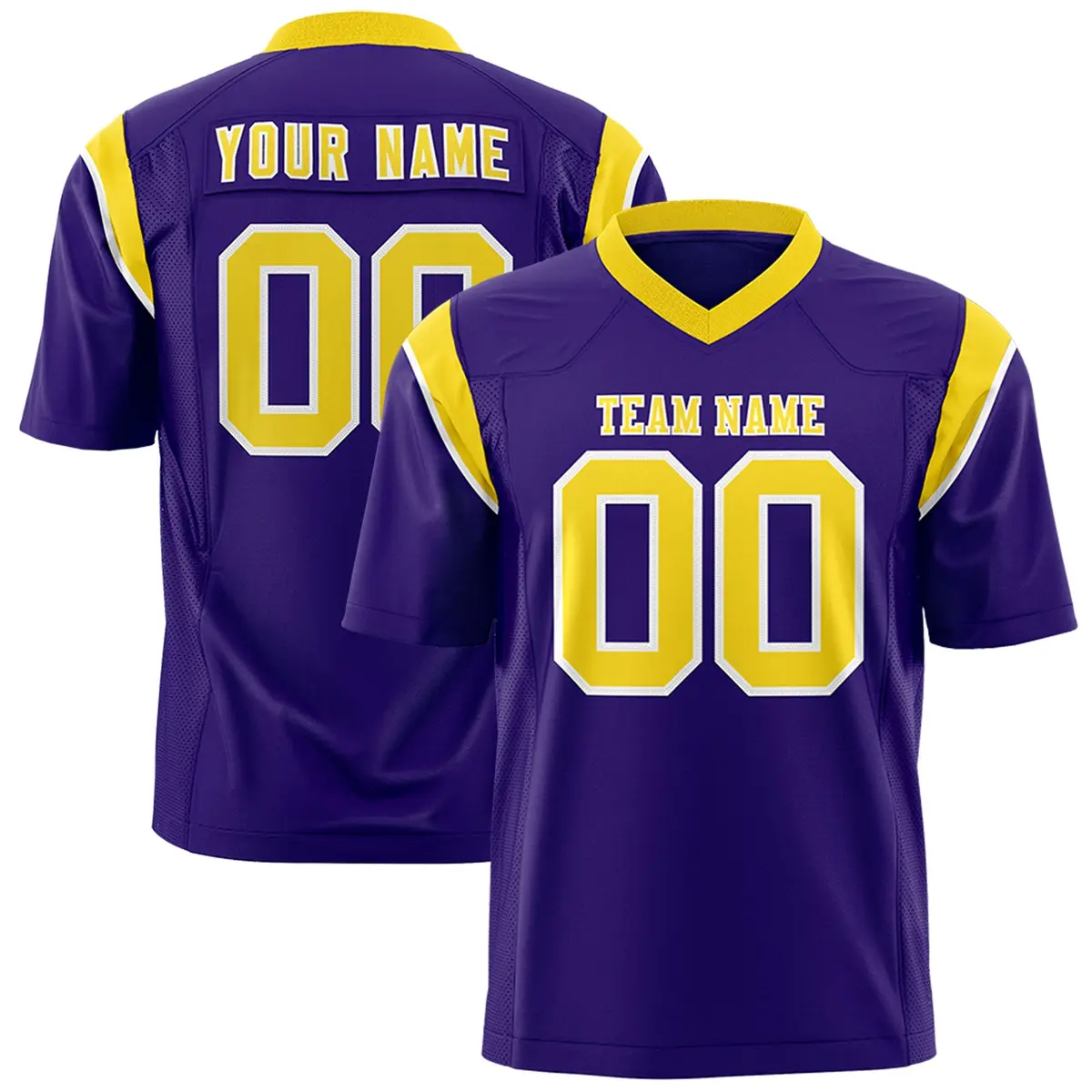 Purple Gold Shoulder Cut Two-Tone Flag Football Jersey